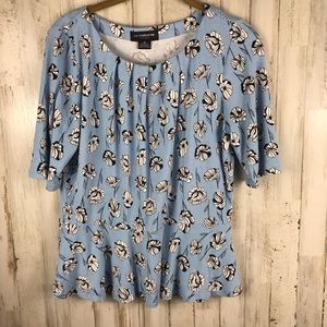 Liz Claiborne Career Top Blue Scoop Neck Size Med